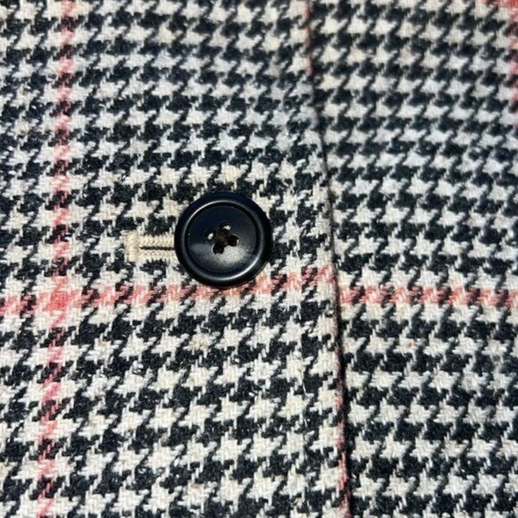 LL Bean Blazer Bellandi Black Houndstooth Print Lined Italian Wool Womens Sz M - Picture 5 of 12